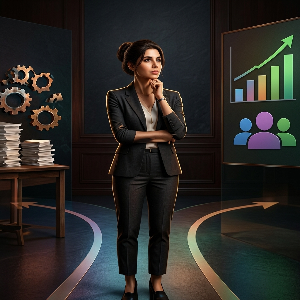 Ilustração: Pensa: “Quando eu realmente vou começar a liderar?”